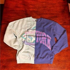 Wild Fable Two-Tone Graphic Crewneck Sweater - Green and Blue